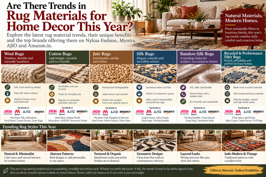 Are There Trends in Rug Materials for Home Decor This Year and Which Brands Offer Them on These Sites?