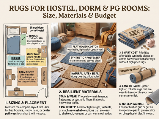Rugs for Hostel, Dorm and PG Rooms: Size, Materials and Budget