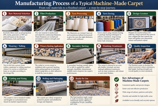 How Machine-Made Carpet Is Manufactured: Step-by-Step