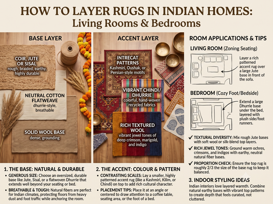How to Layer Rugs in Indian Living Rooms and Bedrooms