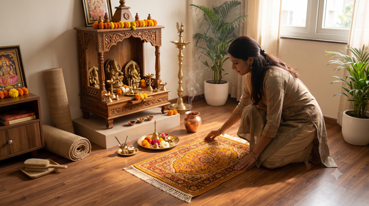 Rugs for Puja Rooms: Size, Materials, Placement and Care
