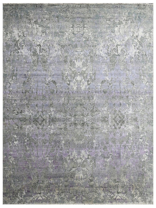 The Ambiente 1211_BS Silver Purple Bamboo Silk Hand Knotted Rugs