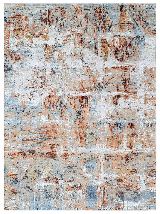 The Ambiente Rr_23 M Red Ricard Modern Geometric Hand Knotted Bamboo Silk Rugs