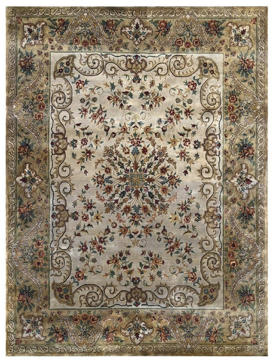 The Ambiente Abt_13 Cream Camel Empire Floral Hand Tufted Wool Rugs