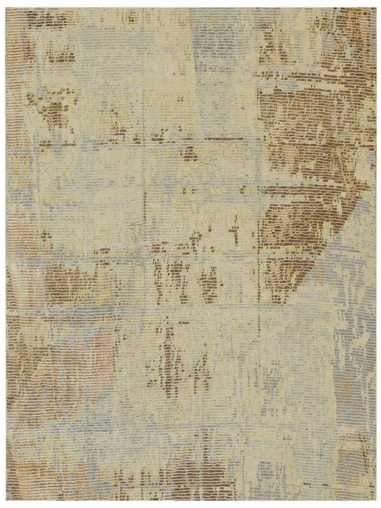 The Ambiente At_16 Camel Canvas Modern Hand Knotted Wool & Bamboo Silk Rugs