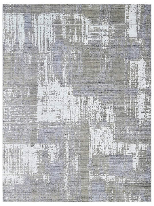The Ambiente Atl_07 Grey Multi Wool & Bamboo Silk Handwoven Rugs