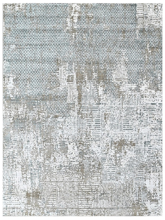 The Ambiente Atl_16 White Multi Wool & Bamboo Silk Handwoven Rugs