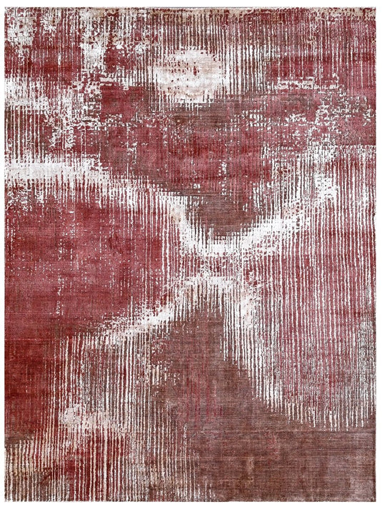 The Ambiente Atl_23 Maroon Bamboo Silk Hand Knotted Rugs