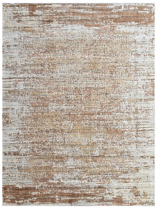 The Ambiente Rr_20 M Rust Red Ricard Modern Geometric Hand Knotted Bamboo Silk Rugs