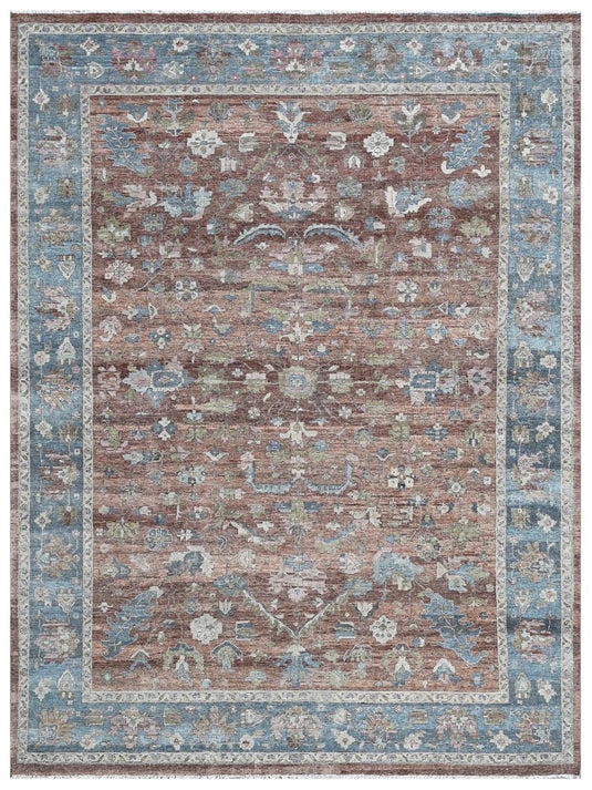 The Ambiente Bc_207 Ox Rust Blue Bamboo Silk Hand Knotted Rugs
