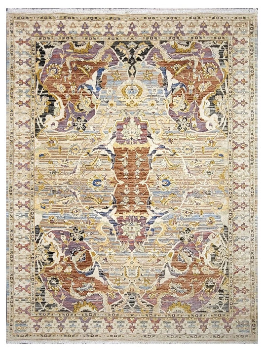 The Ambiente Bc_228 Gold Baroque Traditional Floral Hand Knotted Wool Rugs