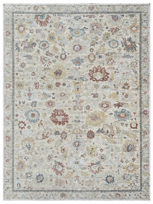 The Ambiente Bc_xf 11 Camel Grey Baroque Floral Hand Knotted Wool Rugs