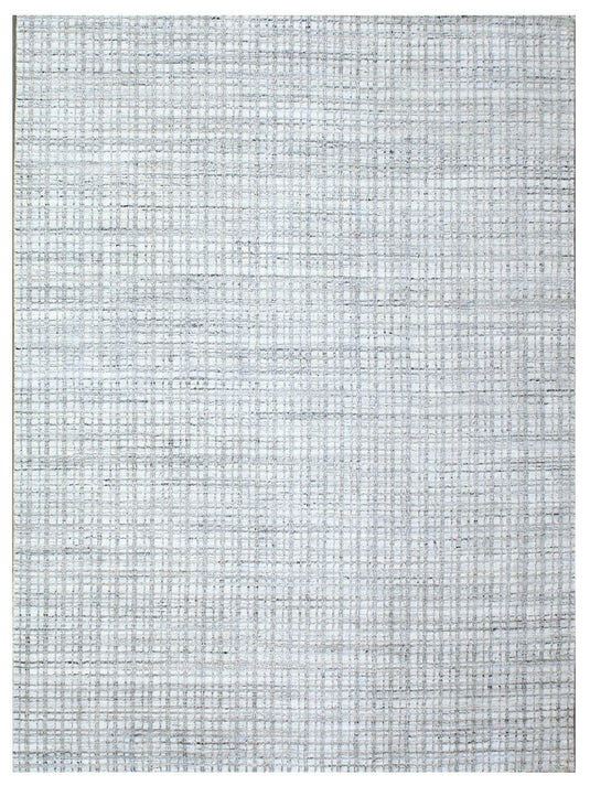 The Ambiente Bfi_3 Silver Strings Geometric Handloom Bamboo Silk Rugs
