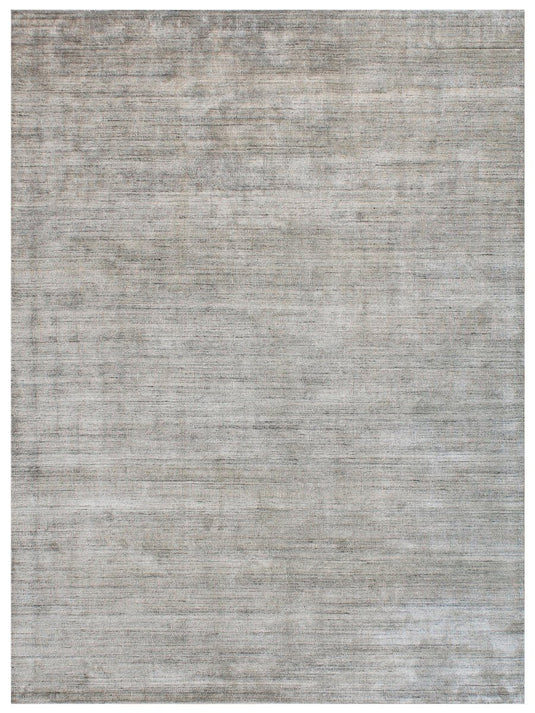 The Ambiente Bh_4 Black Silver Strings SOLID Textured Handloom Bamboo Silk Rugs