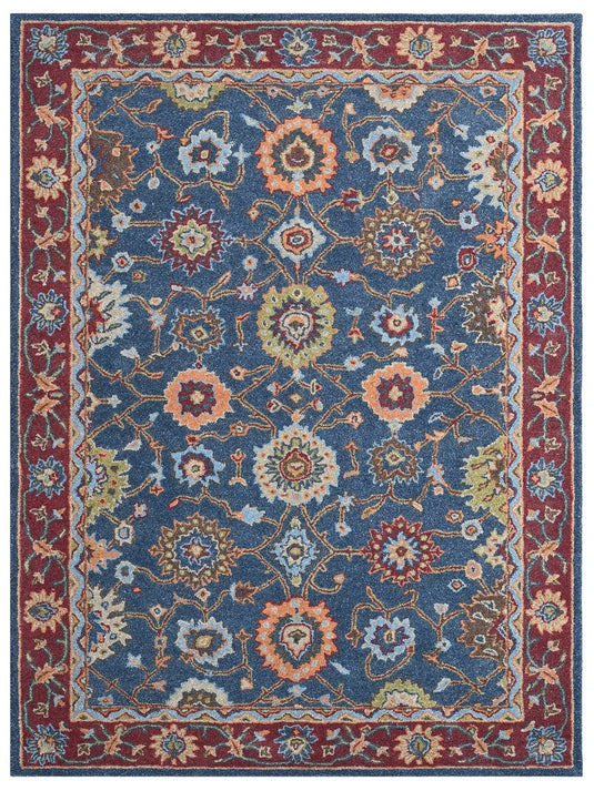 The Ambiente Btf_02 Navy Red Bamboo Silk Hand Knotted Rugs