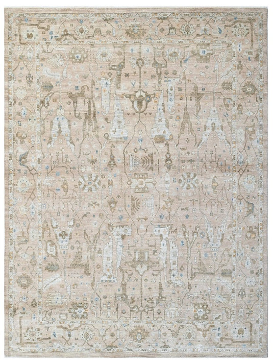 The Ambiente Cxhs_31 Ox Ivory Ivory Baroque Traditional Floral Hand Knotted Wool & Silk Rugs