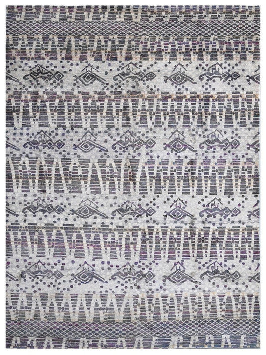 The Ambiente Db_157 Silver Tribal Hand Knotted Sari Silk Rugs
