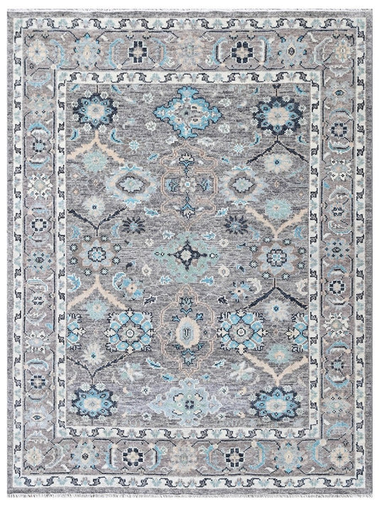 The Ambiente Echp_235 Pewter Classic Floral Hand Knotted Rugs