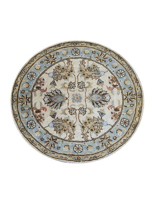 The Ambiente 294 Ivory Lt.blue Empire Floral Hand Tufted Wool Rugs