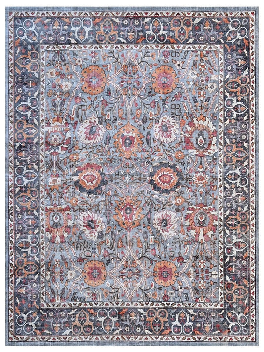 The Ambiente So_70 Ox Grey Gold Evelyn Floral Handloom Wool & Bamboo Silk Rugs