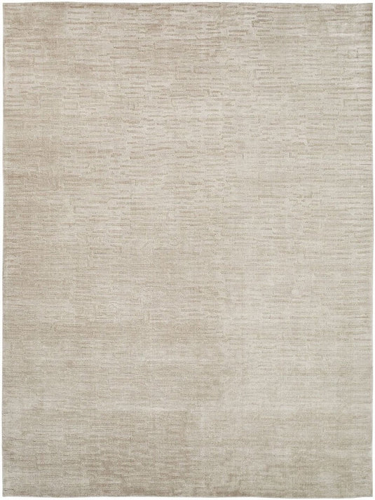 The Ambiente Hcv_65 Beige Strings Textured Handloom Wool & Bamboo Silk Rugs