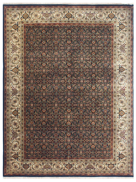The Ambiente Herati_black Ivory Bamboo Silk Hand Knotted Rugs