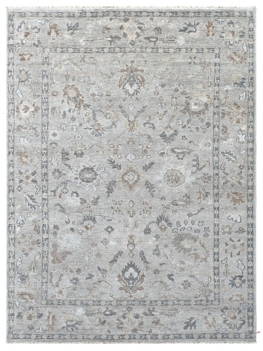 The Ambiente HP_127 Grey Grey Classic Floral Hand Knotted Rugs