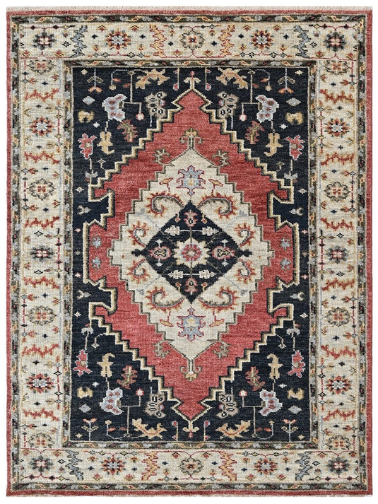 The Ambiente HP_16 Red Beige Classic Floral Hand Knotted Rugs