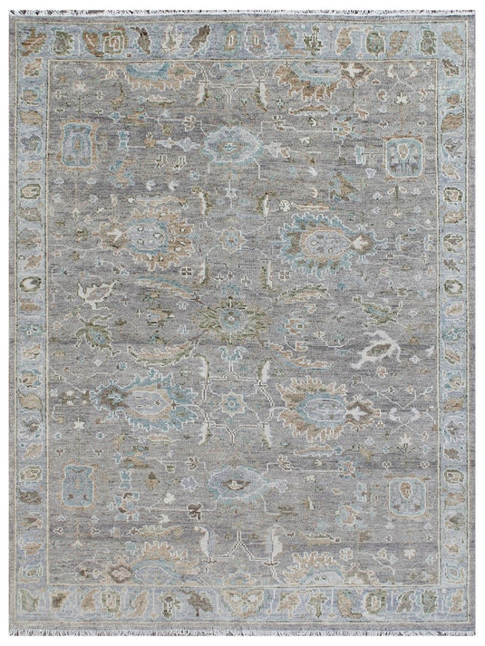 The Ambiente HP_223 Lt.grey Lt.blue Classics Traditional Floral Hand Knotted Wool Rugs