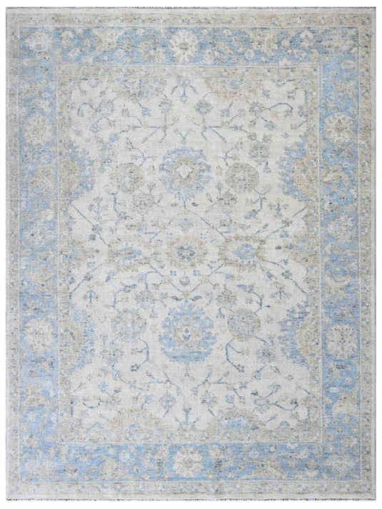 The Ambiente HP_231 Ivory Lt.blue Classic Floral Hand Knotted Rugs