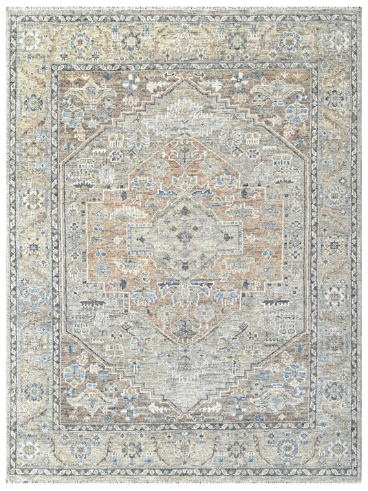 The Ambiente HP_269 Beige Camel Classic Floral Hand Knotted Rugs