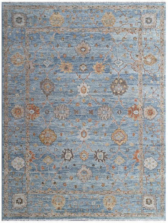 The Ambiente HP_48 Turquoise Classic Floral Hand Knotted Rugs