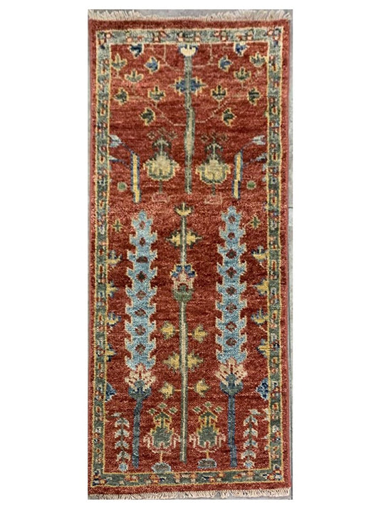 The Ambiente HP_9 Tomato Red Classic Floral Hand Knotted Rugs