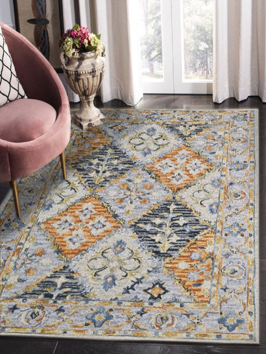 The Ambiente Hpt_18 Multi Color Beige Ornate Floral Hand Tufted Wool Rugs