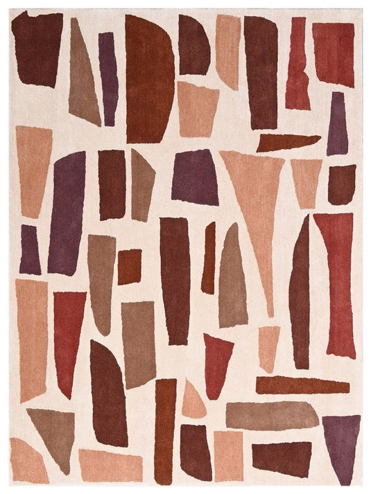 The Ambiente Lr_205 Camel Rust Modernist Modern Geometric Hand Tufted Wool Rugs