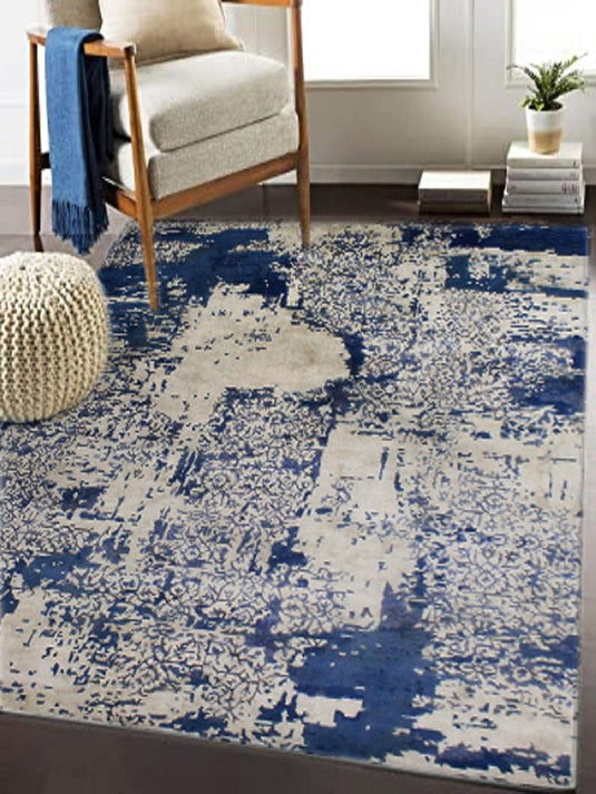 The Ambiente MD_831 Beige Blue Modernist Modern Hand Tufted Wool Rugs