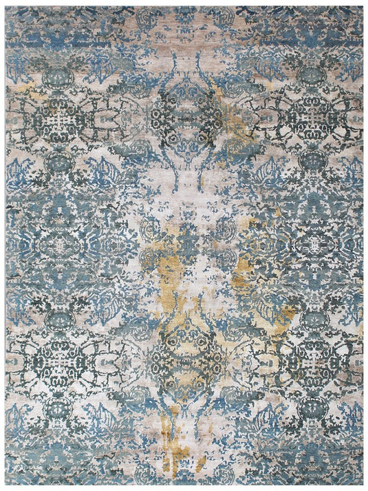 The Ambiente MD_872 Turquoise Camel Gold Transitional Hand Knotted Wool Rugs