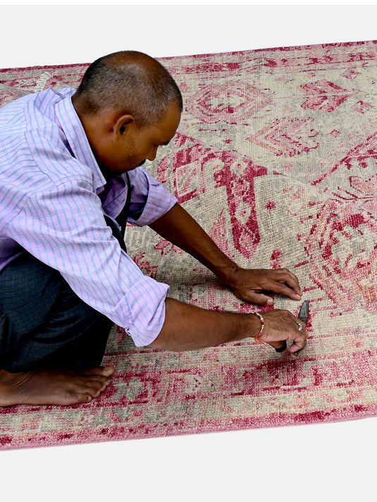 The Ambiente Mg_15 Ruby Classic Floral Tribal Hand Knotted Wool Rugs