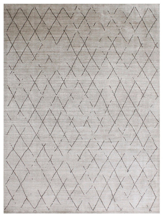 The Ambiente Mq_20 Camel Strings Erased Geometric Handloom Wool & Bamboo Silk Rugs