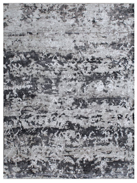 The Ambiente Mt_2 Silver Modern Elegance Hand Knotted Bamboo Silk Rugs