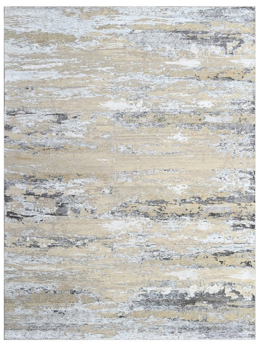 The Ambiente Rd_142 Grey Charcoal Wool & Bamboo Silk Hand Knotted Rugs