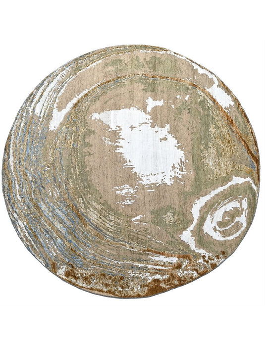 The Ambiente Rd_211 Wbs Beige Gold Canvas Modern Hand Knotted Wool & Bamboo Silk Rugs