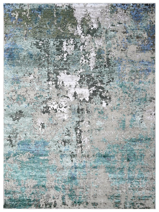 The Ambiente Rd_56 Green Bamboo Silk Hand Knotted Rugs