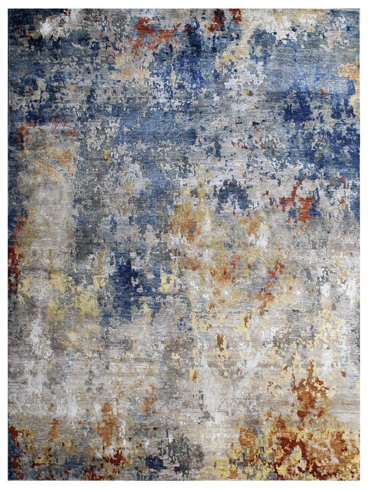 The Ambiente Rn_53 Beige Gold Bamboo Silk Hand Knotted Rugs