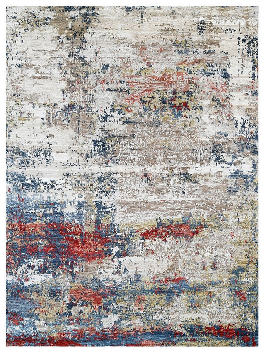 The Ambiente Rn_73 Ta Silver Blue Ricard Modern Hand Knotted Bamboo Silk Rugs