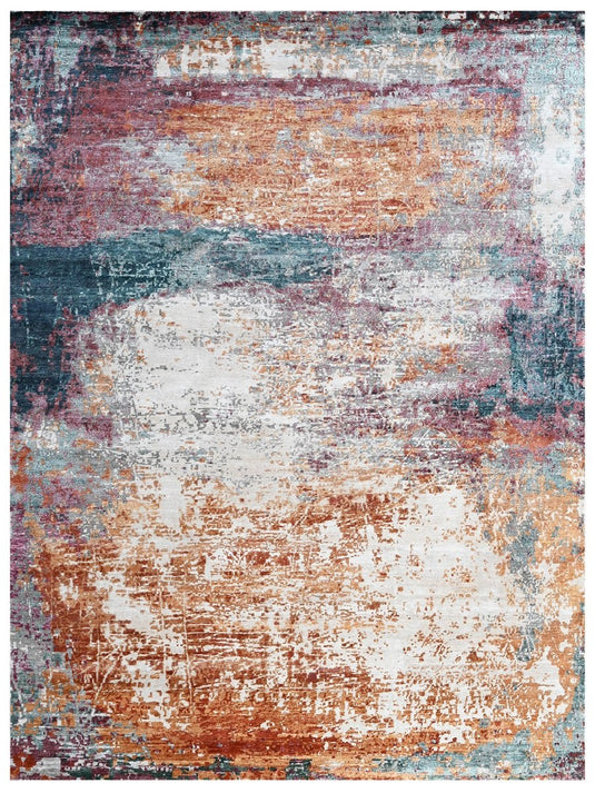 The Ambiente Rn_94 Multi Color Modern Hand Knotted Bamboo Silk Rugs
