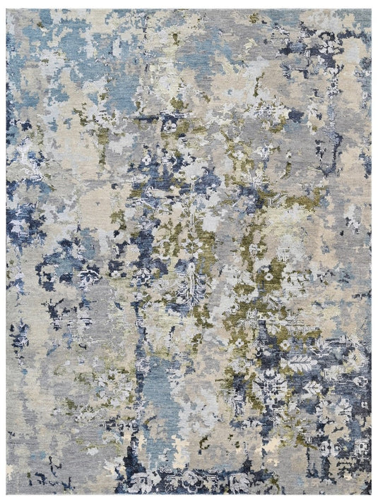 The Ambiente Rr_02 M Grey Green Modern Hand Knotted Rugs