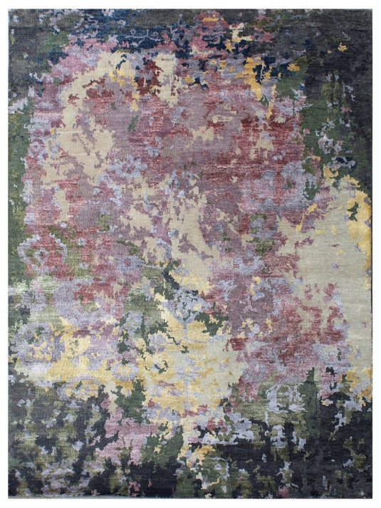 The Ambiente Rr_03 M D.grey Ricard Modern Hand Knotted Wool & Bamboo Silk Rugs