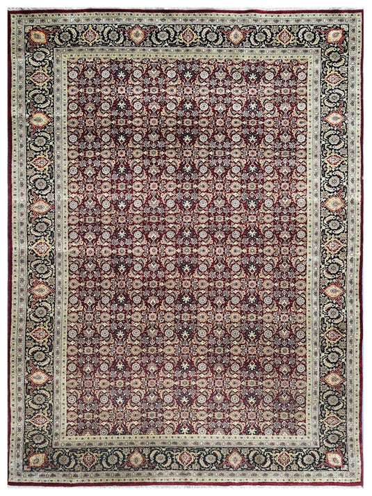 The Ambiente Sf_herati Red Black Traditional Kashish Floral Hand Knotted Wool Rugs
