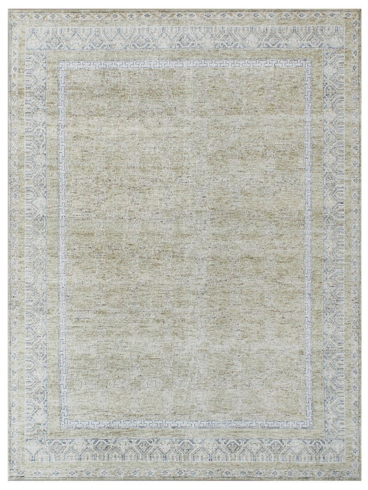 The Ambiente Sun_23 Green Elegance Traditional Floral Hand Knotted Wool Rugs